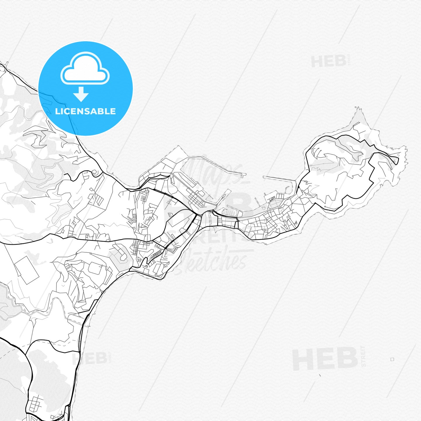 Vector PDF map of Ceuta, Spain