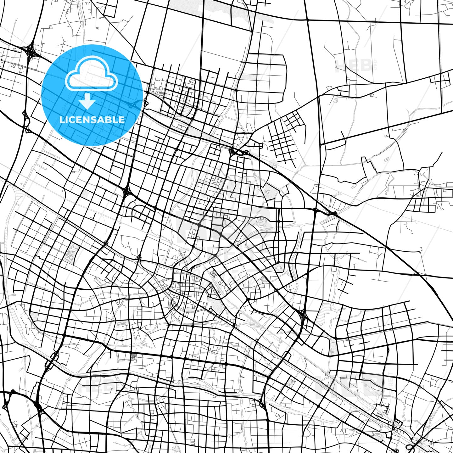 Vector PDF map of Changzhou, China