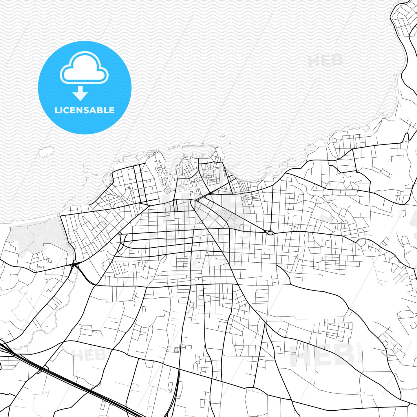 Vector PDF map of Chania, Greece - HEBSTREITS