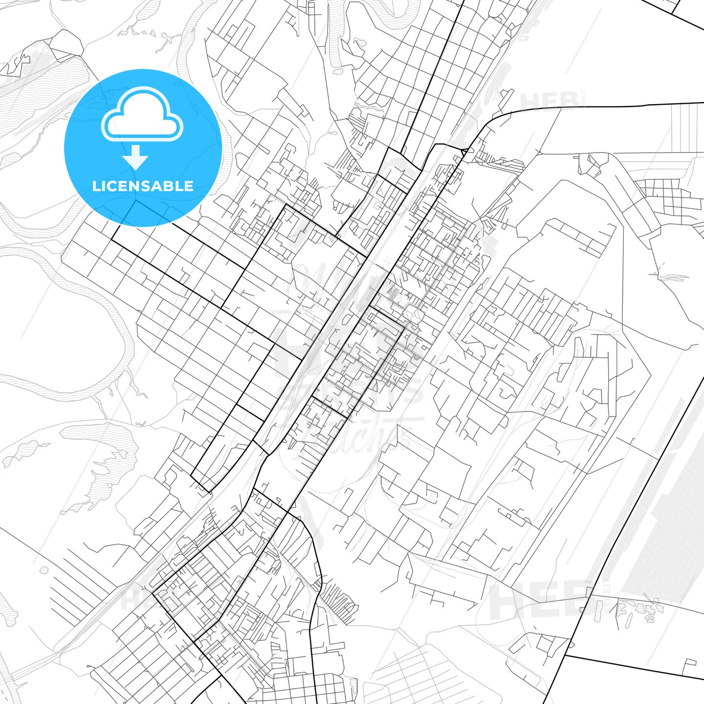 Vector PDF map of Chapayevsk, Russia