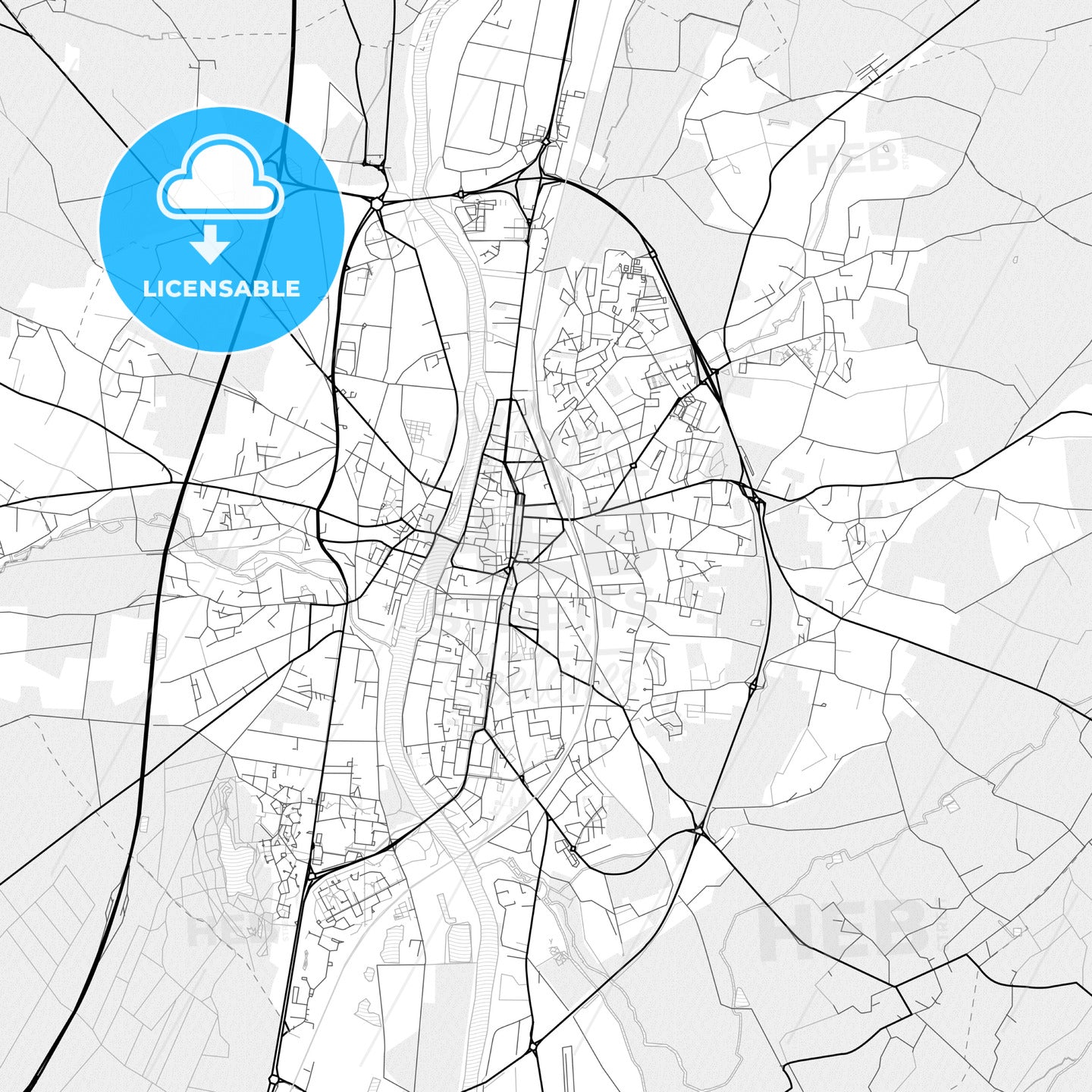 Vector PDF map of Châtellerault, France