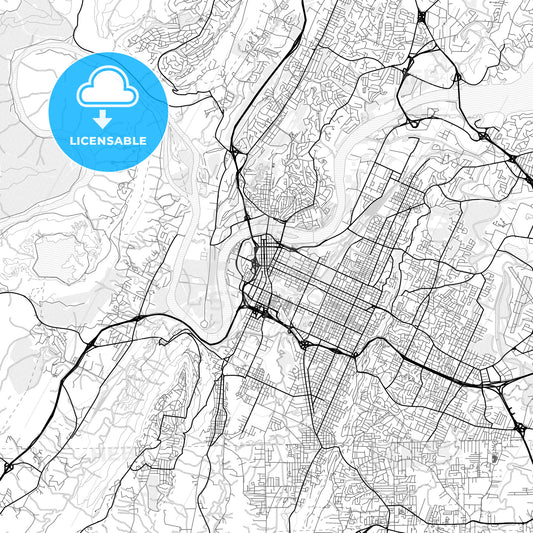 Vector PDF map of Chattanooga, Tennessee, United States