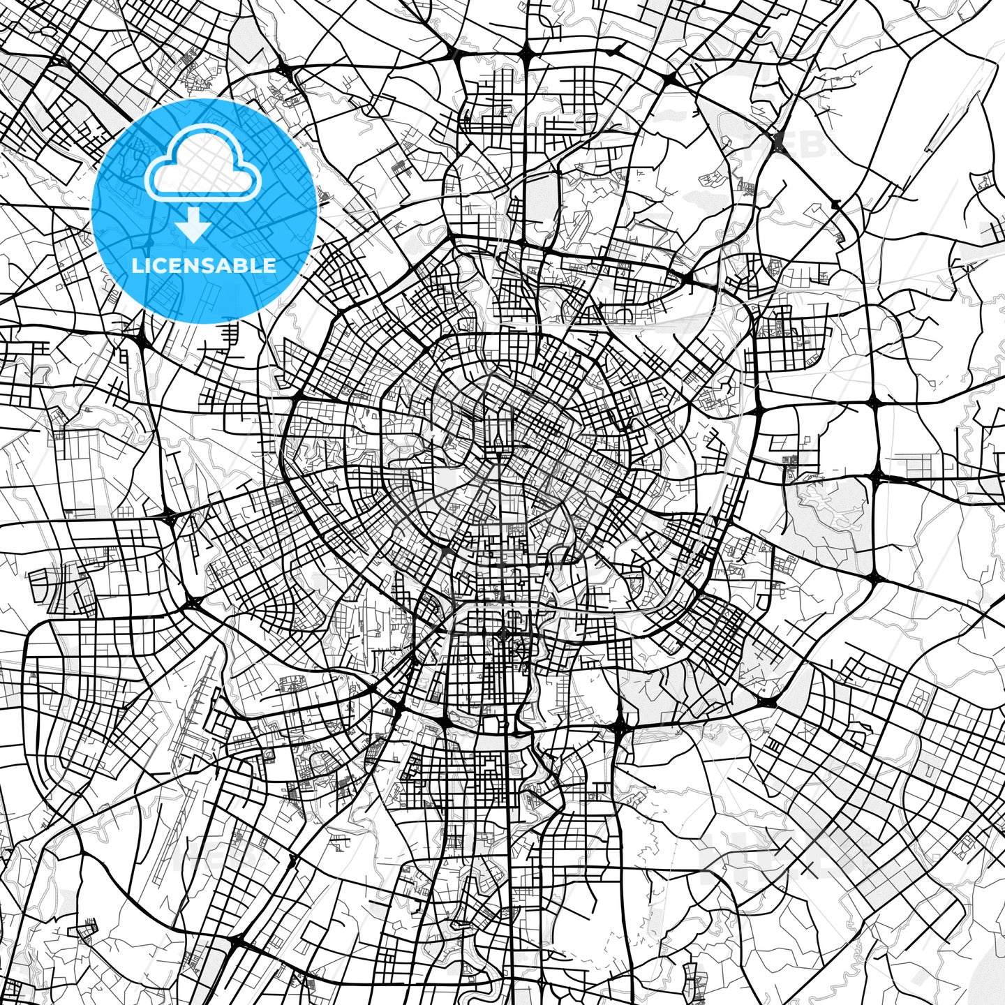 Vector PDF map of Chengdu, China