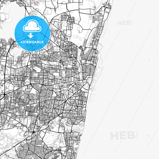 Vector PDF map of Chennai, India