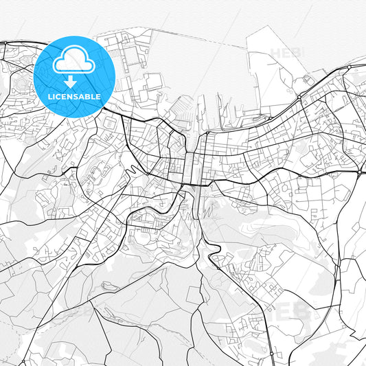 Vector PDF map of Cherbourg-Octeville, France