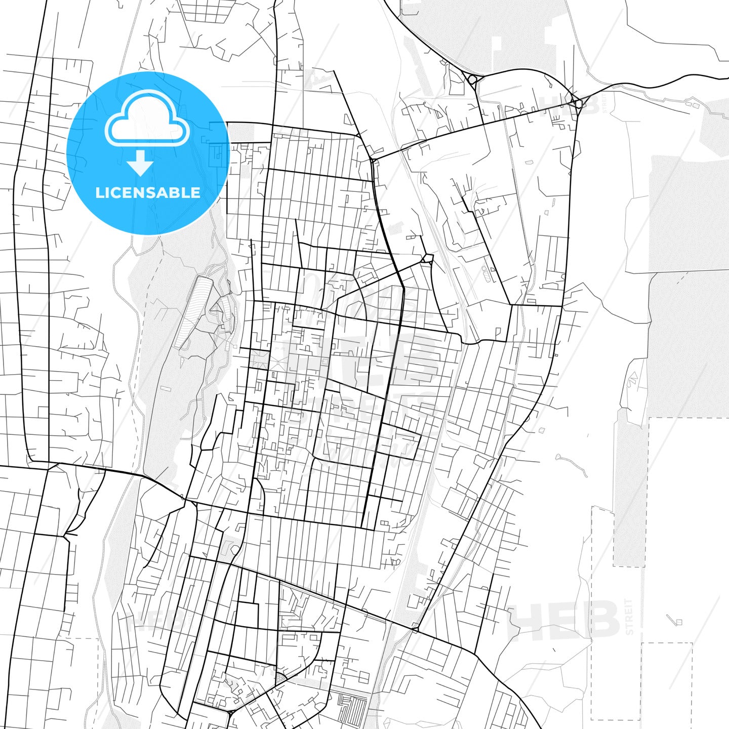 Vector PDF map of Cherkessk, Russia