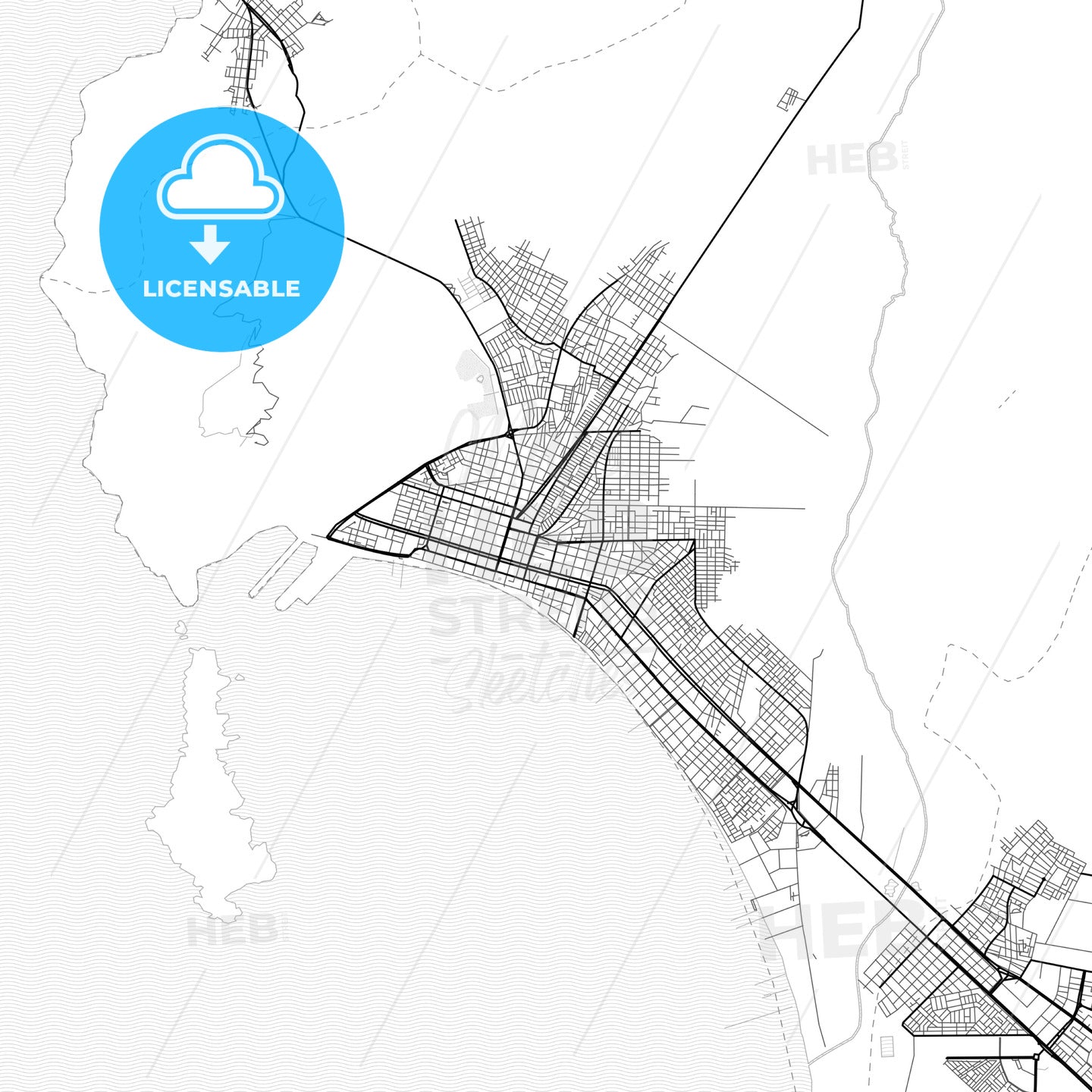 Vector PDF map of Chimbote, Peru