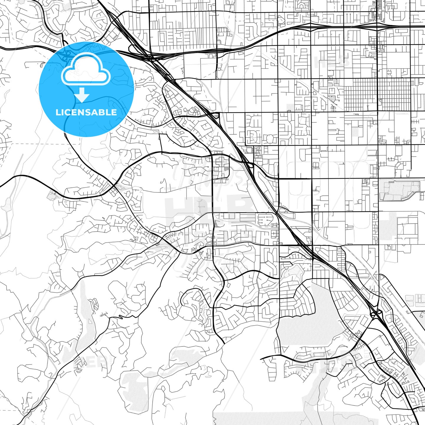 Vector PDF map of Chino Hills, California, United States