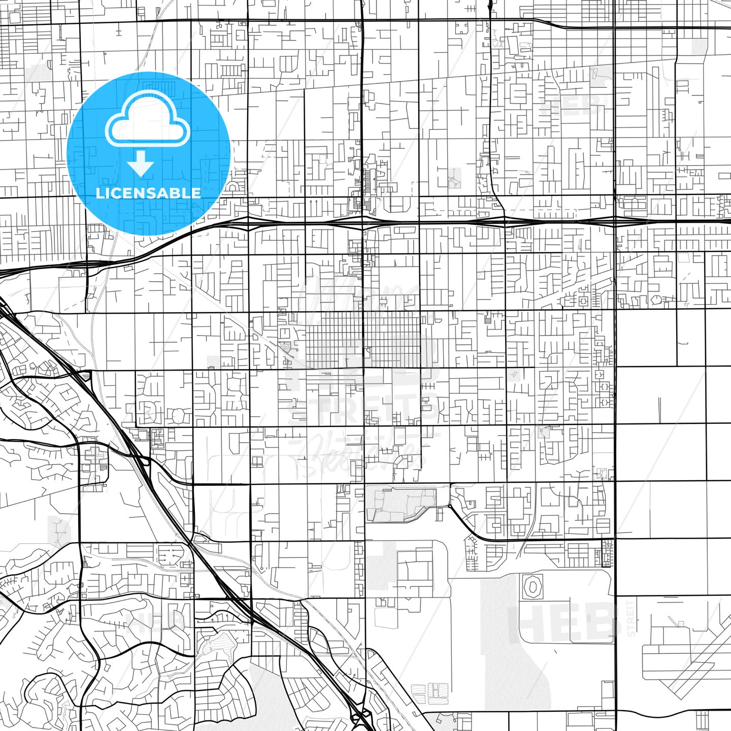 Vector PDF map of Chino, California, United States