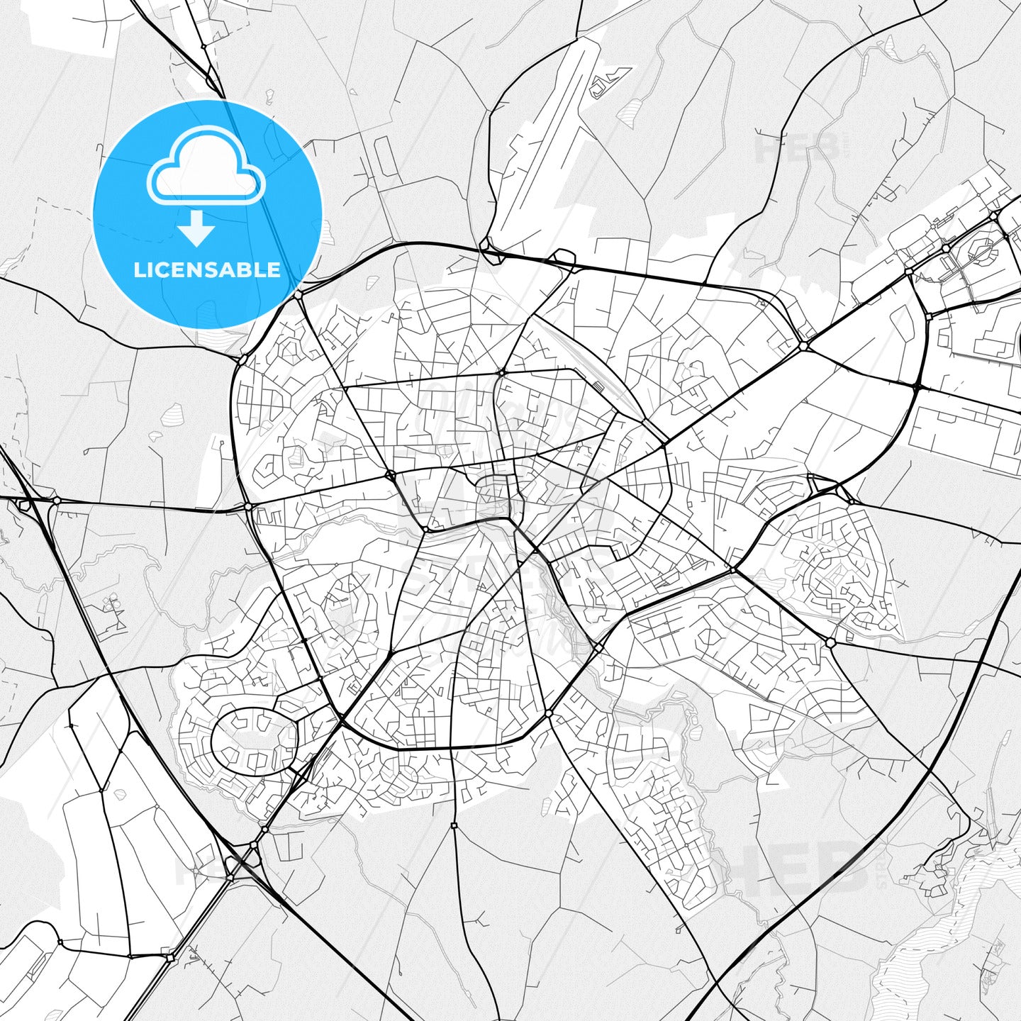 Vector PDF map of Cholet, France