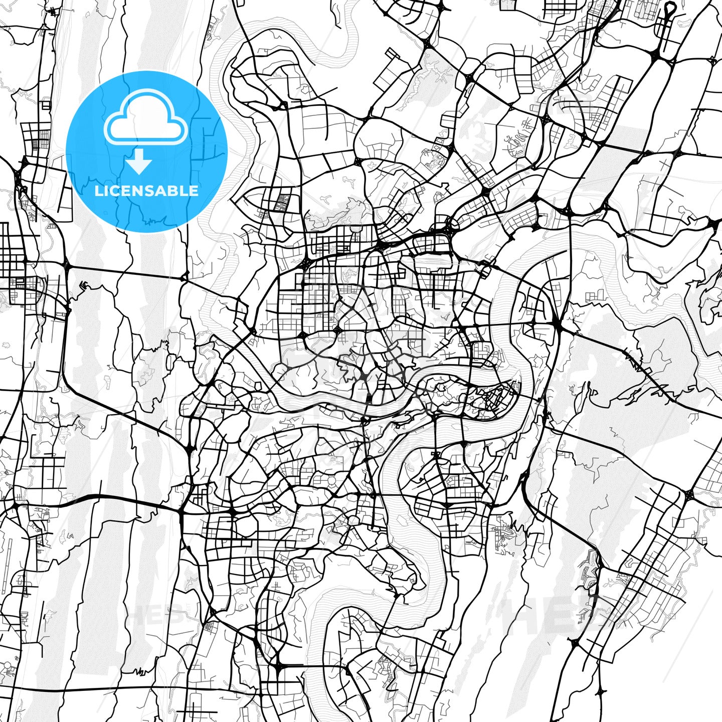 Vector PDF map of Chongqing, China