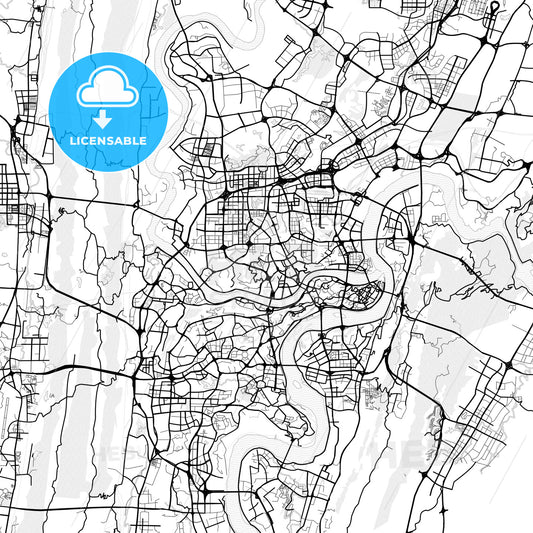 Vector PDF map of Chongqing, China