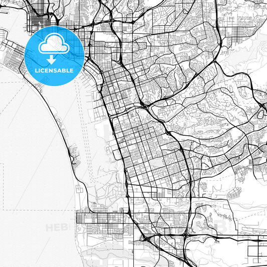 Vector PDF map of Chula Vista, California, United States