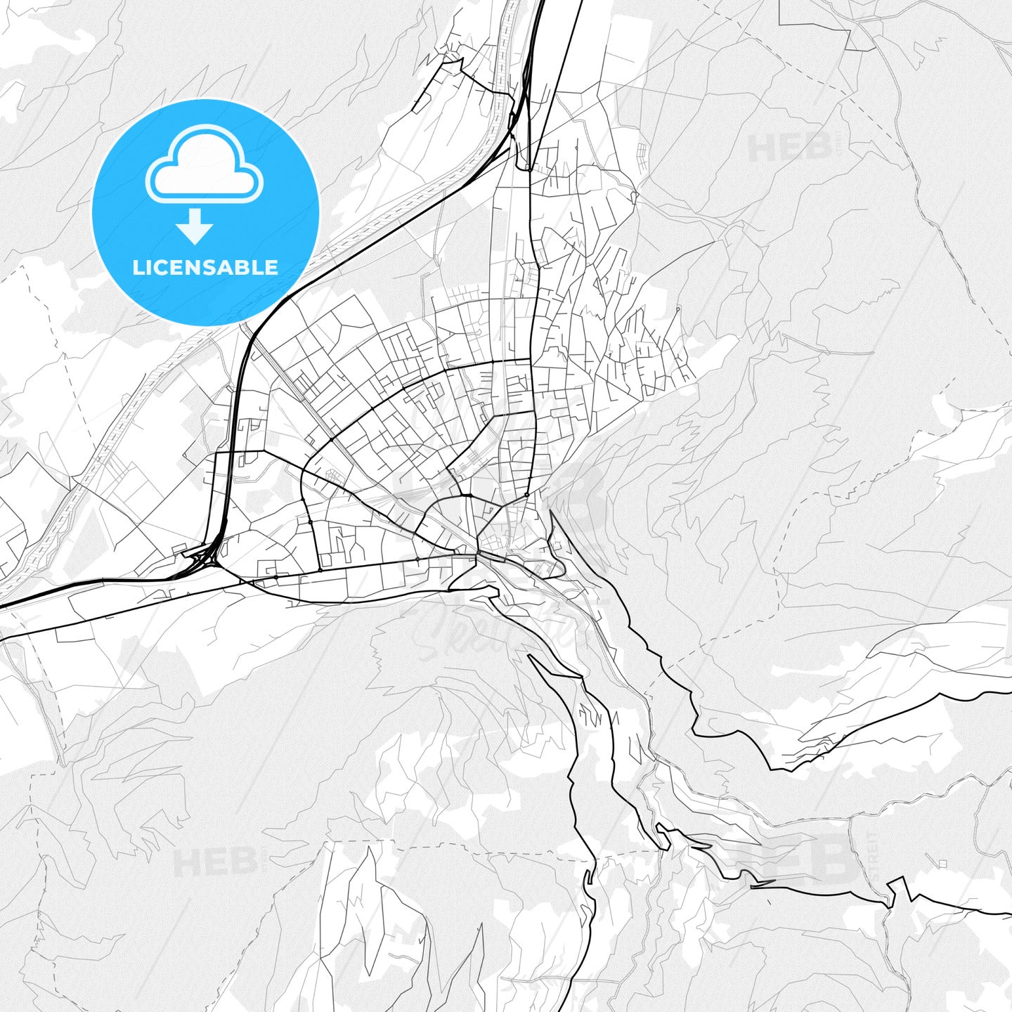 Vector PDF map of Chur, Switzerland - HEBSTREITS