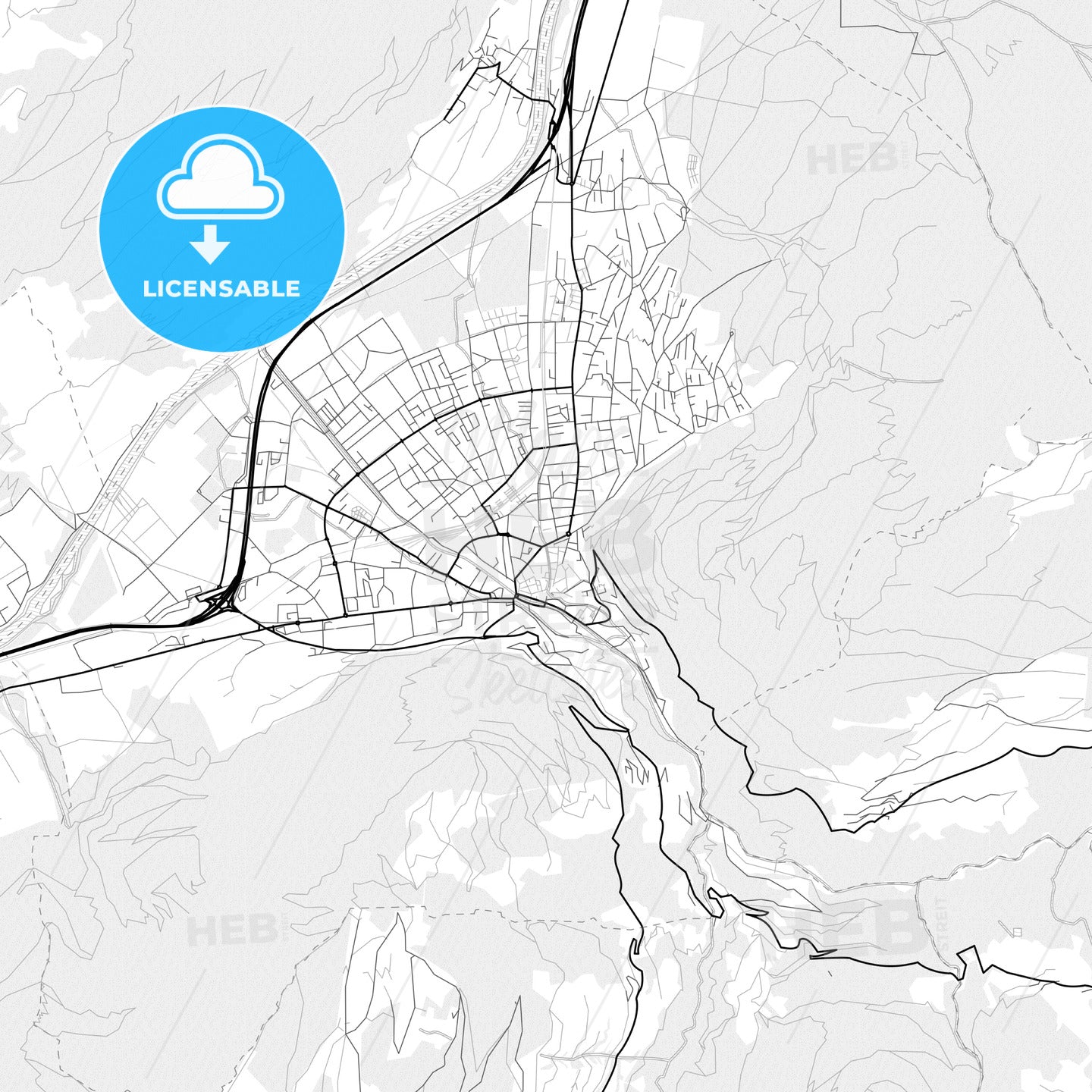 Vector PDF map of Chur, Switzerland