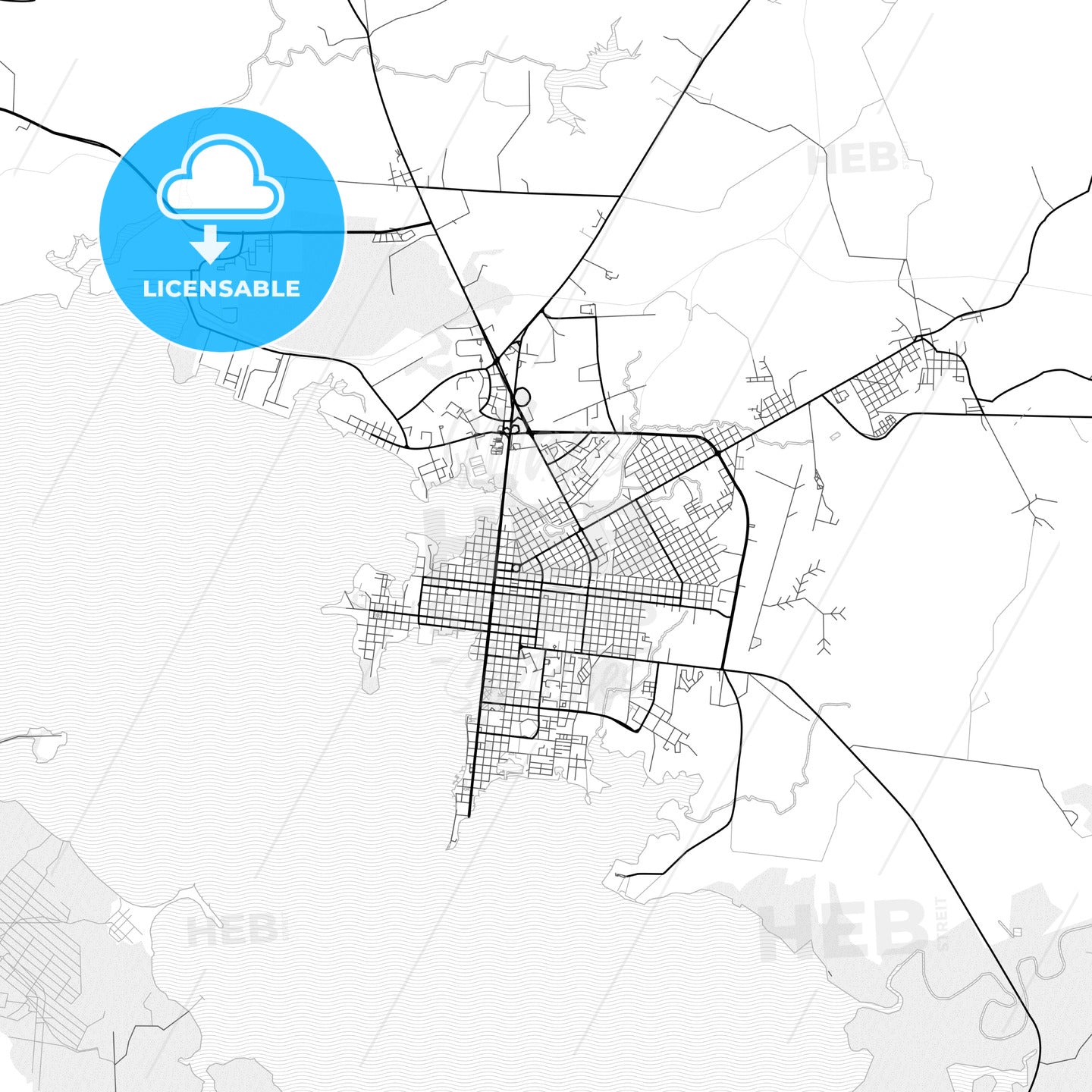 Vector PDF map of Cienfuegos, Cuba - HEBSTREITS