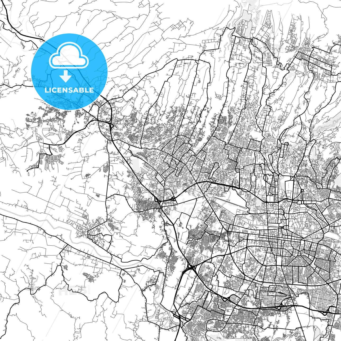 Vector PDF map of Cimahi, Indonesia