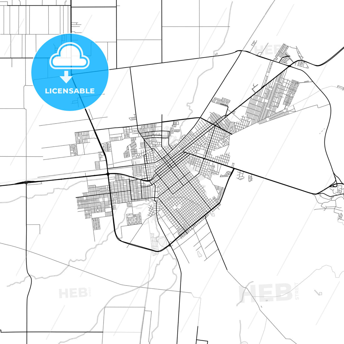 Vector PDF map of Ciudad Cuauhtémoc, Mexico - HEBSTREITS