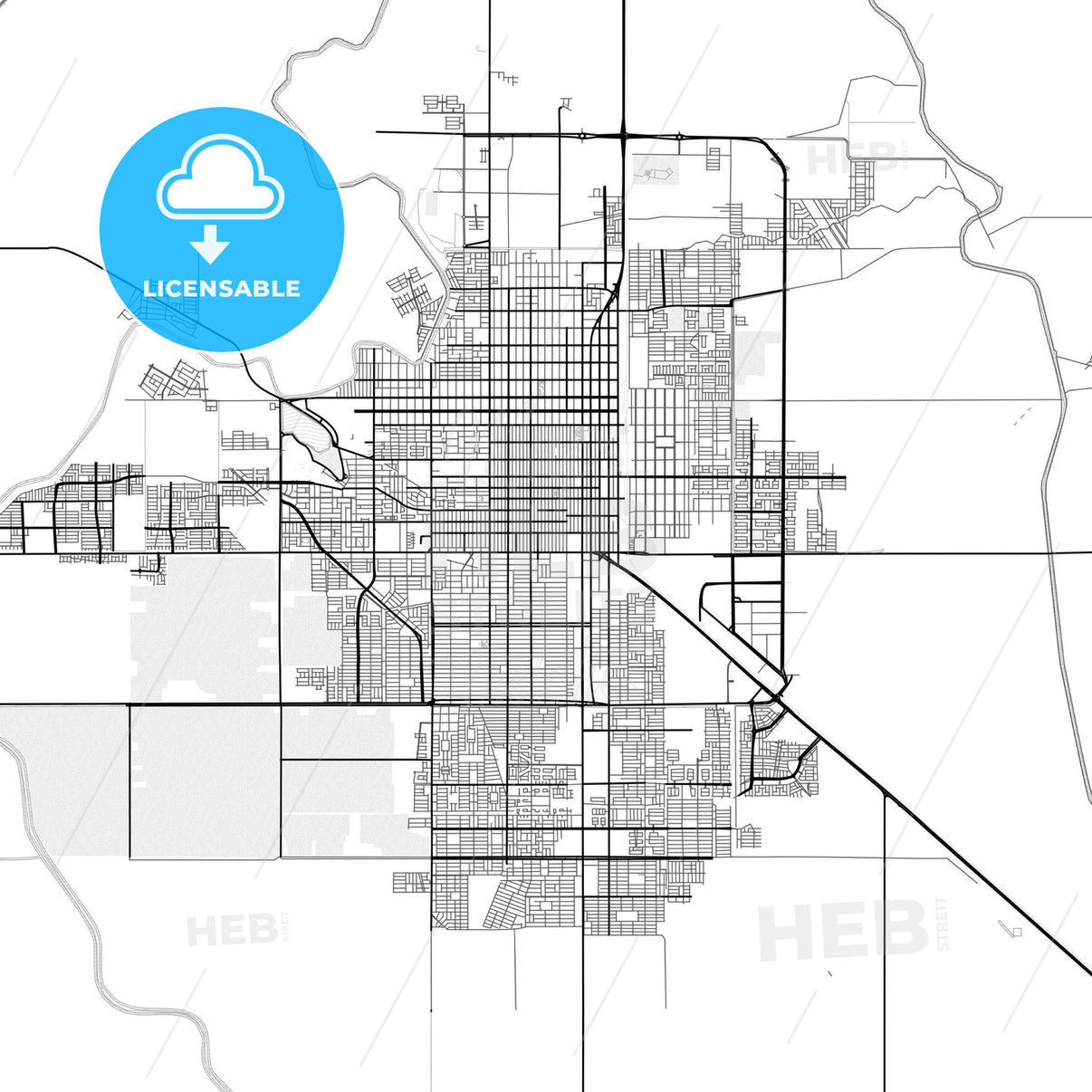 Vector PDF map of Ciudad Obregón, Mexico - HEBSTREITS