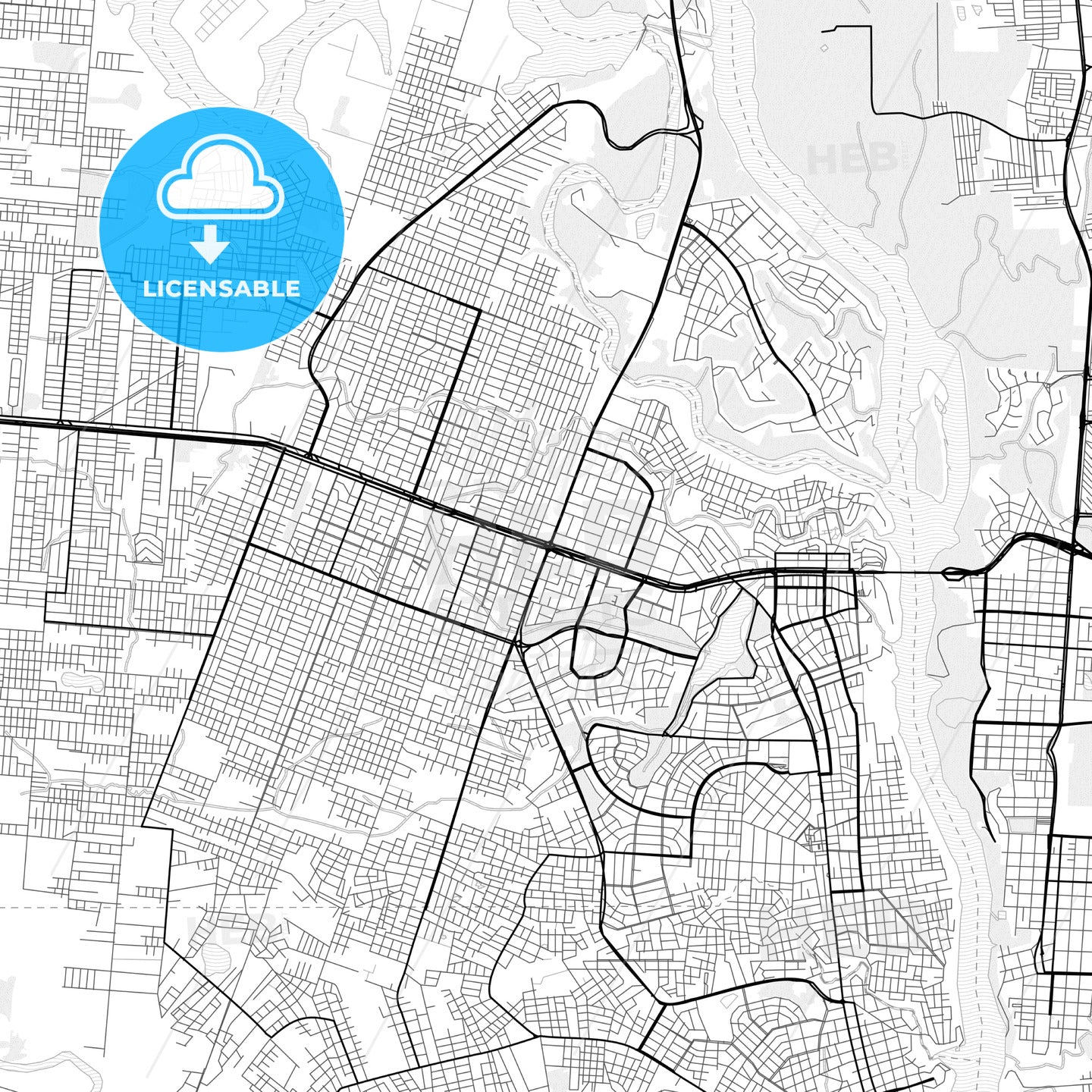 Vector PDF map of Ciudad del Este, Paraguay