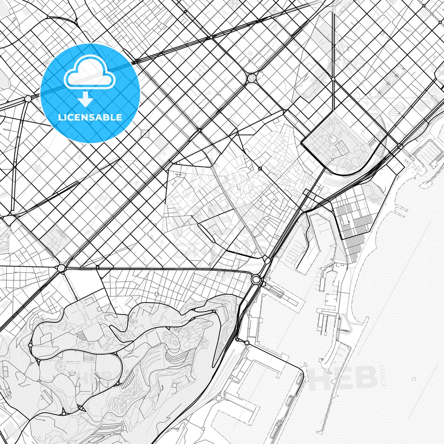 Vector PDF map of Ciutat Vella, Spain