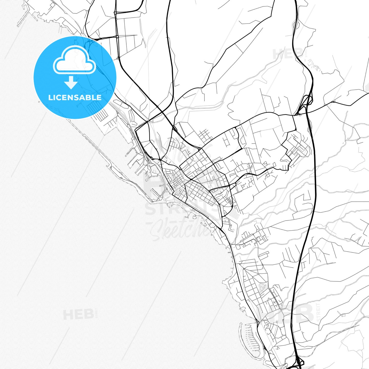 Vector PDF map of Civitavecchia, Italy