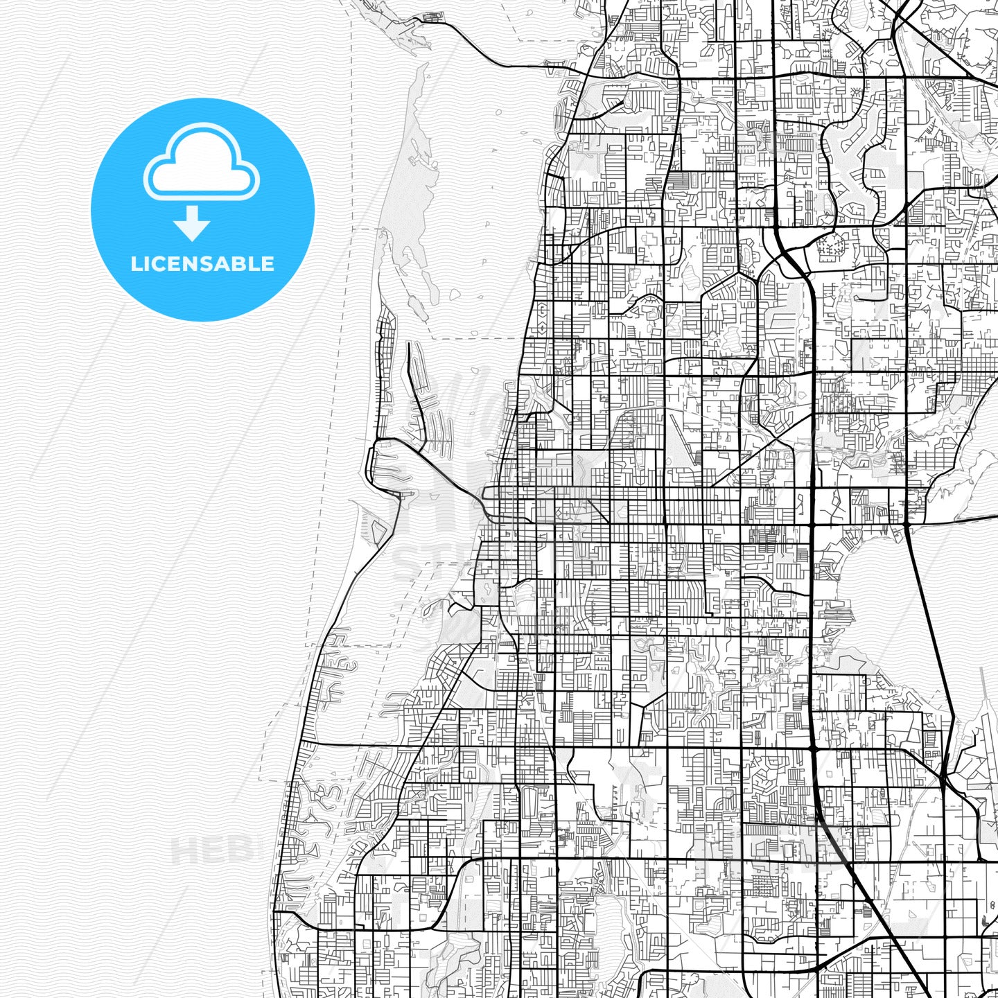 Vector PDF map of Clearwater, Florida, United States