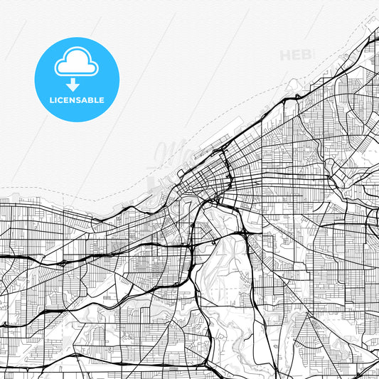 Vector PDF map of Cleveland, Ohio, United States