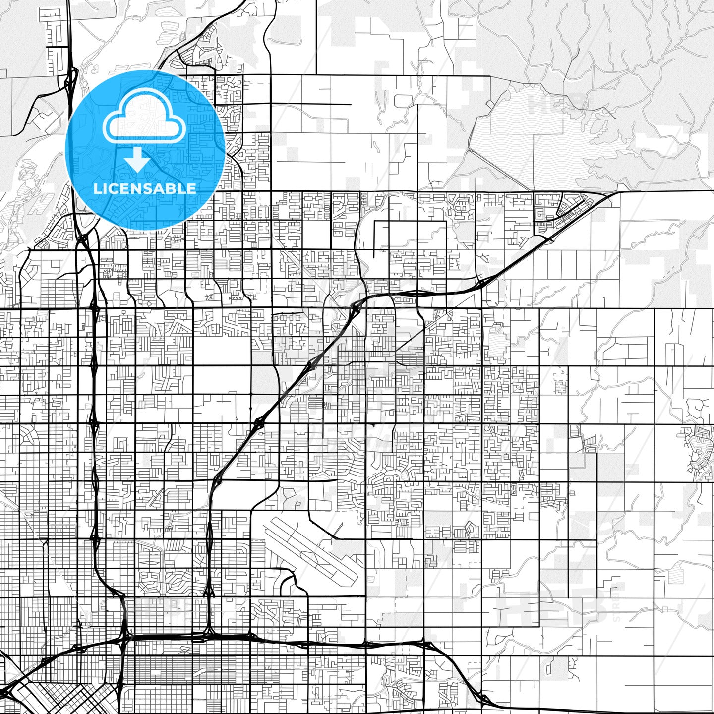 Vector PDF map of Clovis, California, United States