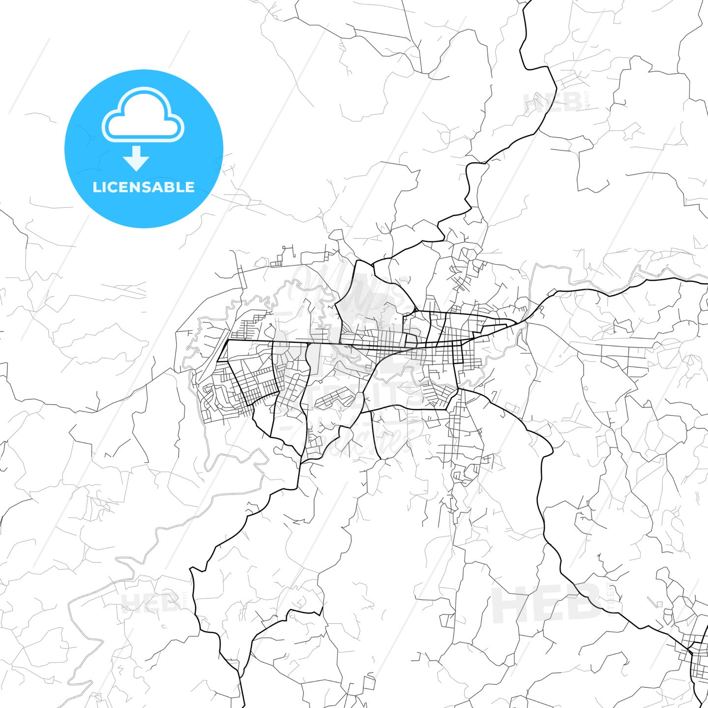 Vector PDF map of Cobán, Guatemala