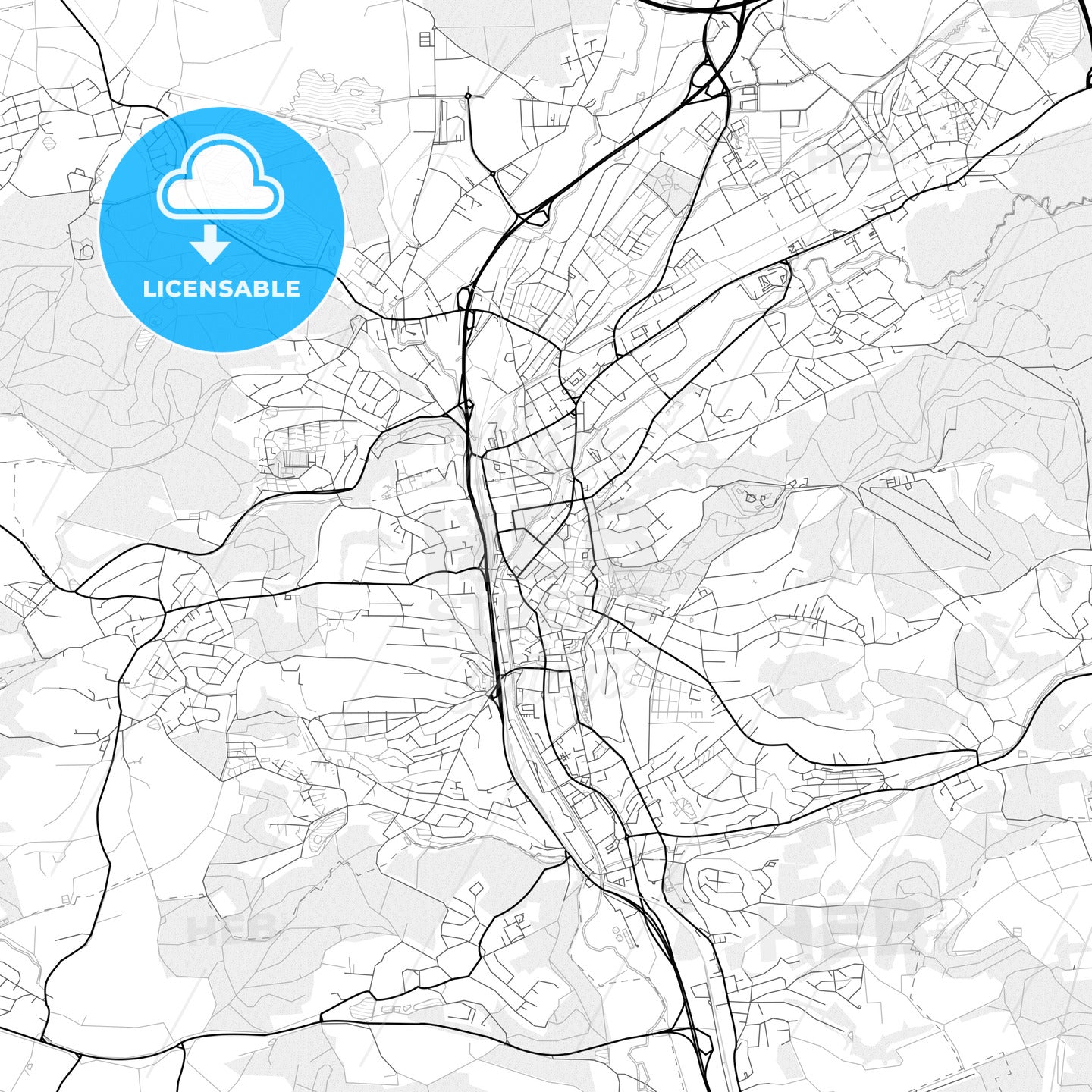 Vector PDF map of Coburg, Germany