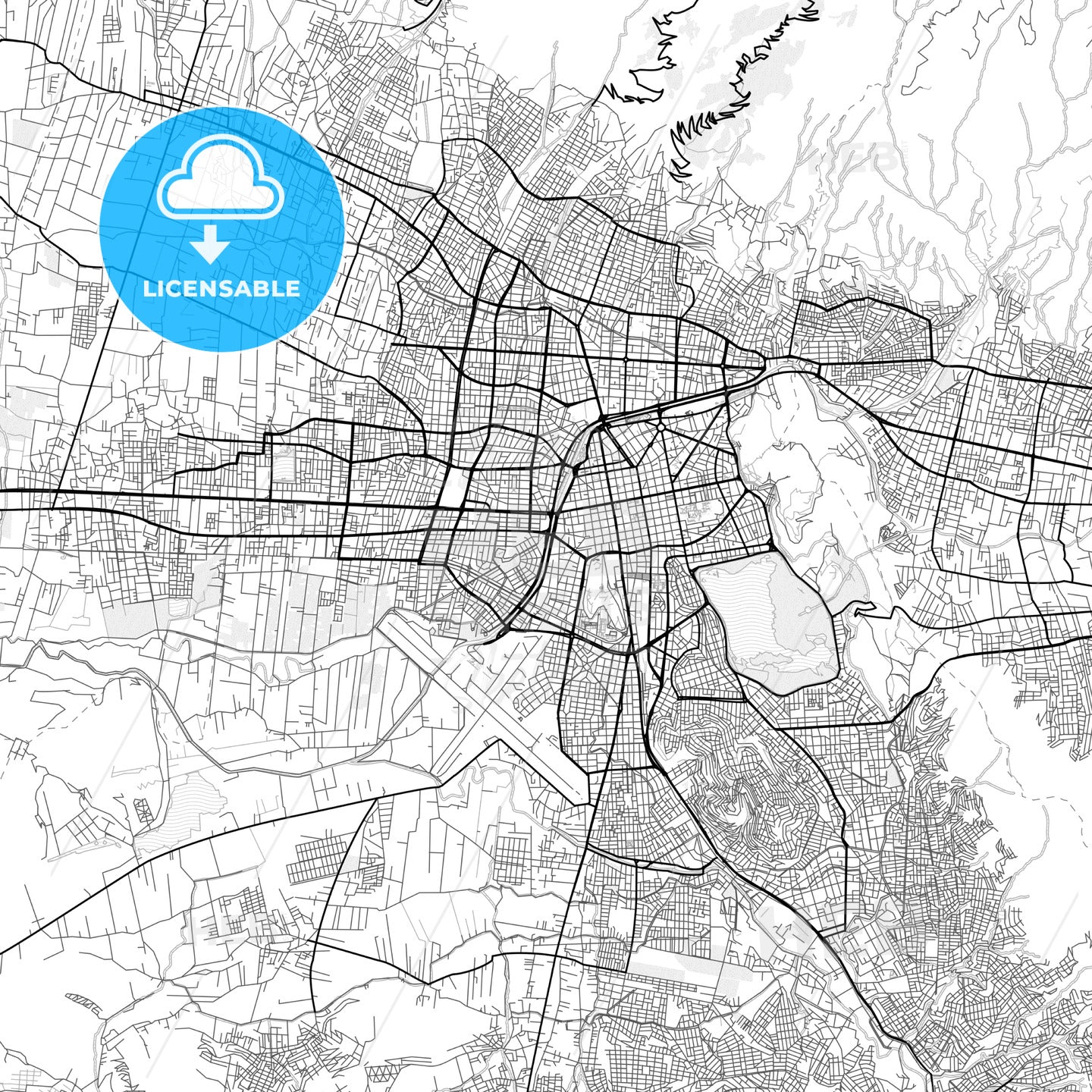 Vector PDF map of Cochabamba, Bolivia