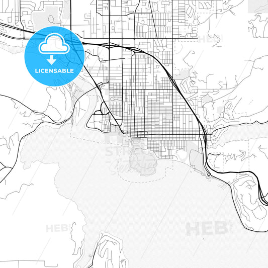 Vector PDF map of Coeur d Alene, Idaho, United States