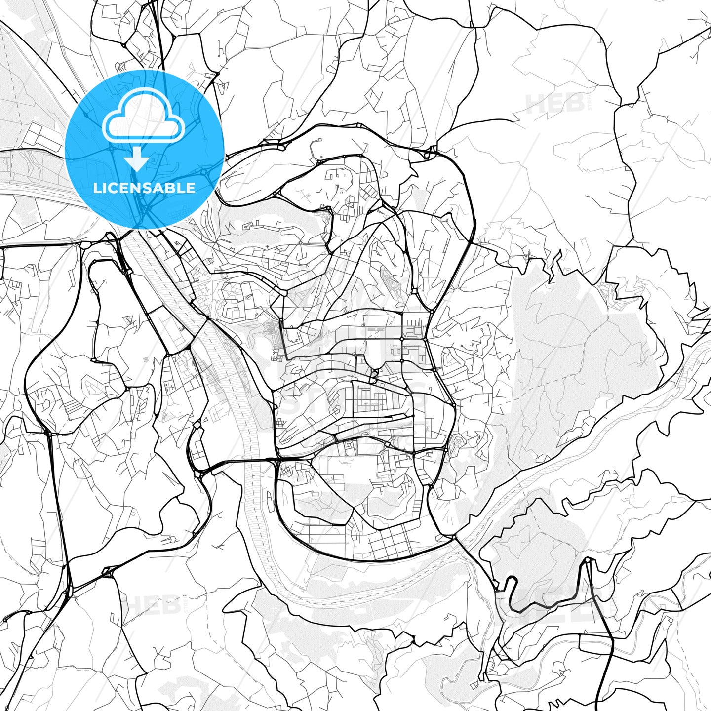 Vector PDF map of Coimbra, Portugal