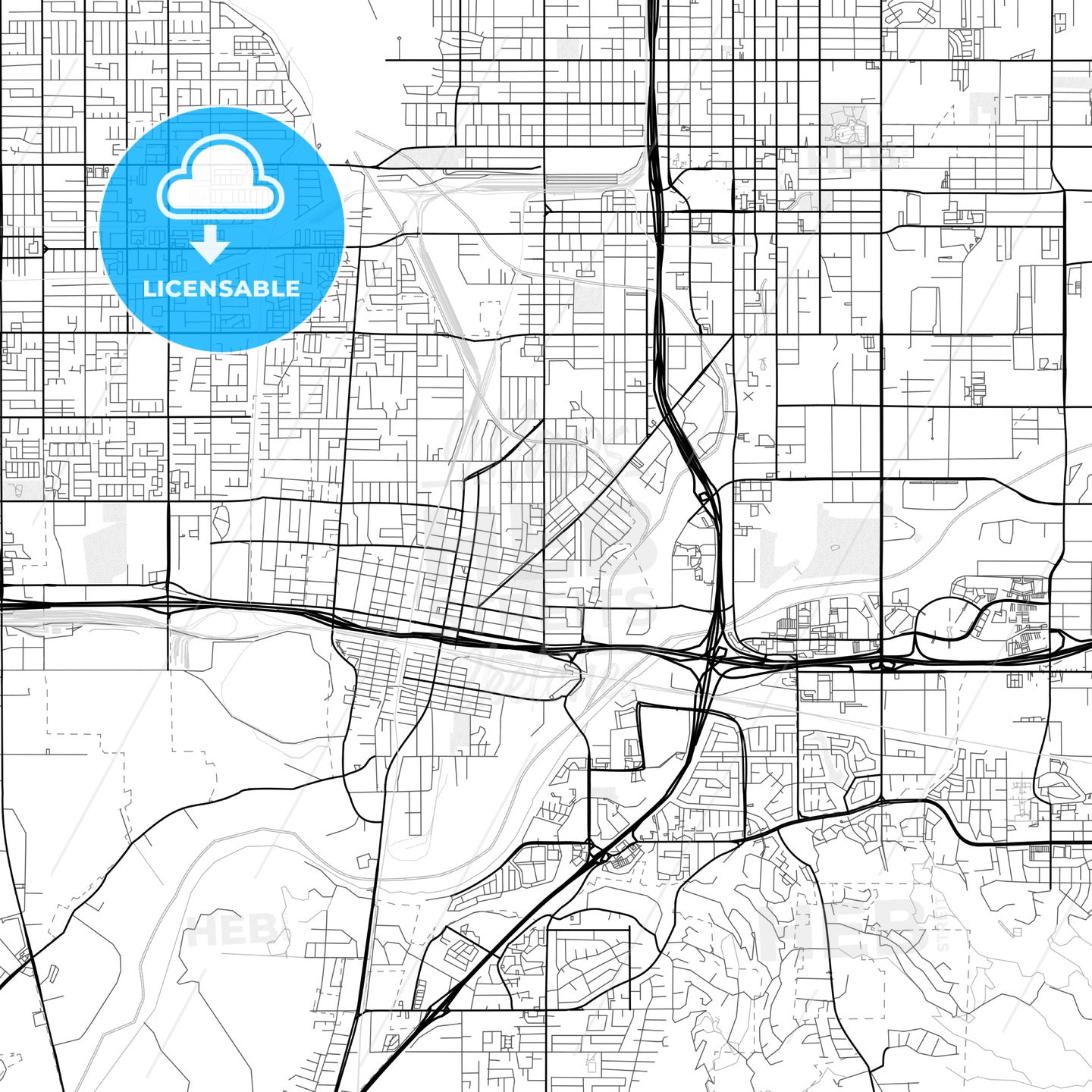 Vector PDF map of Colton, California, United States