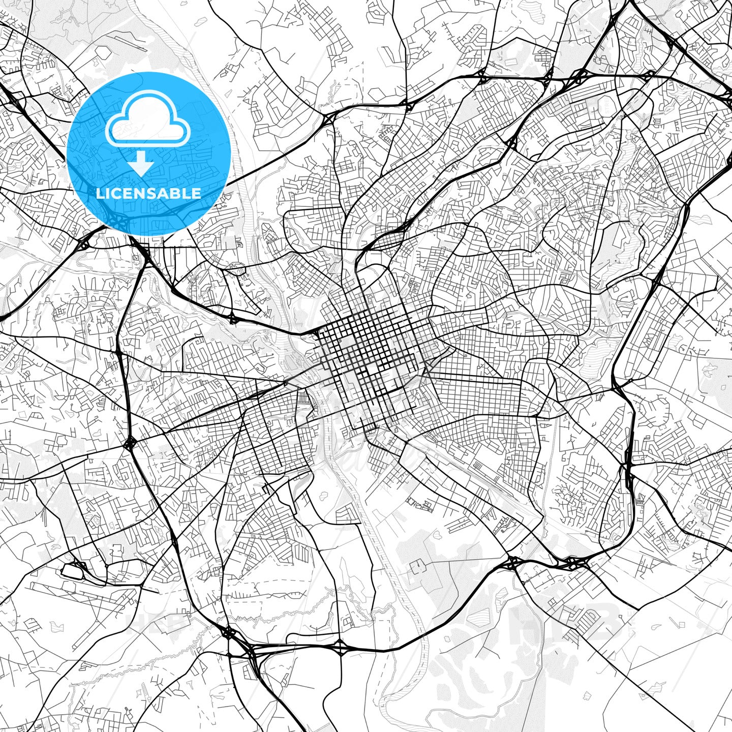 Vector PDF map of Columbia, South Carolina, United States