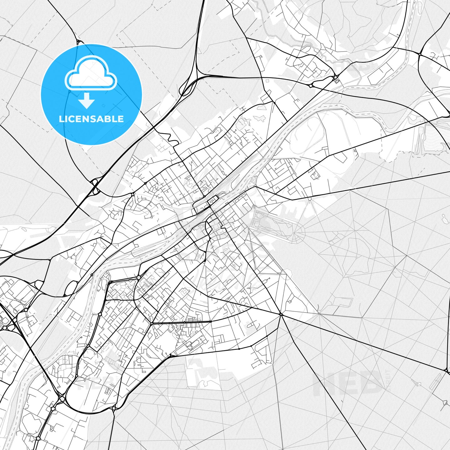 Vector PDF map of Compiègne, France
