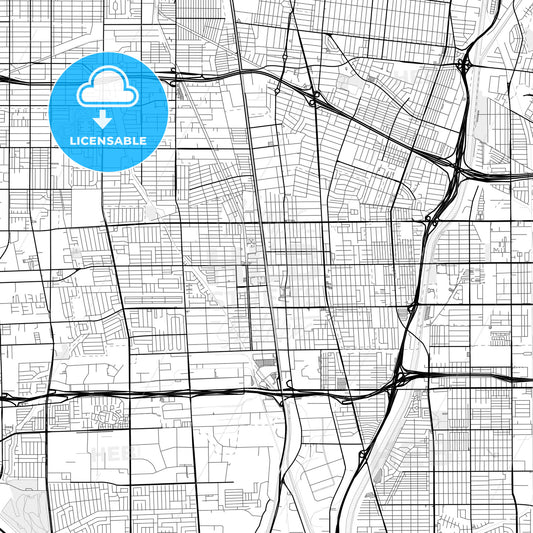 Vector PDF map of Compton, California, United States