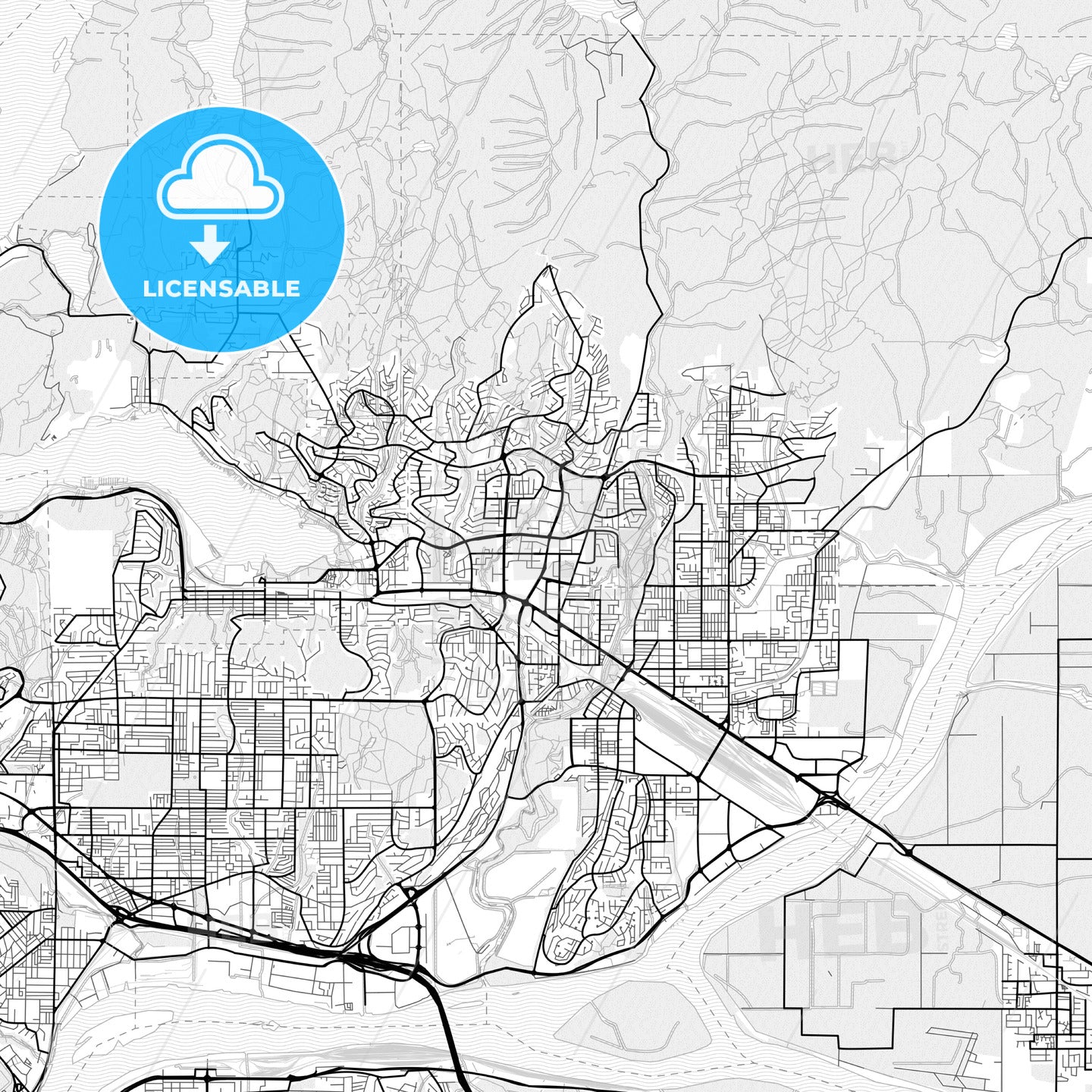 Vector PDF map of Coquitlam, Canada