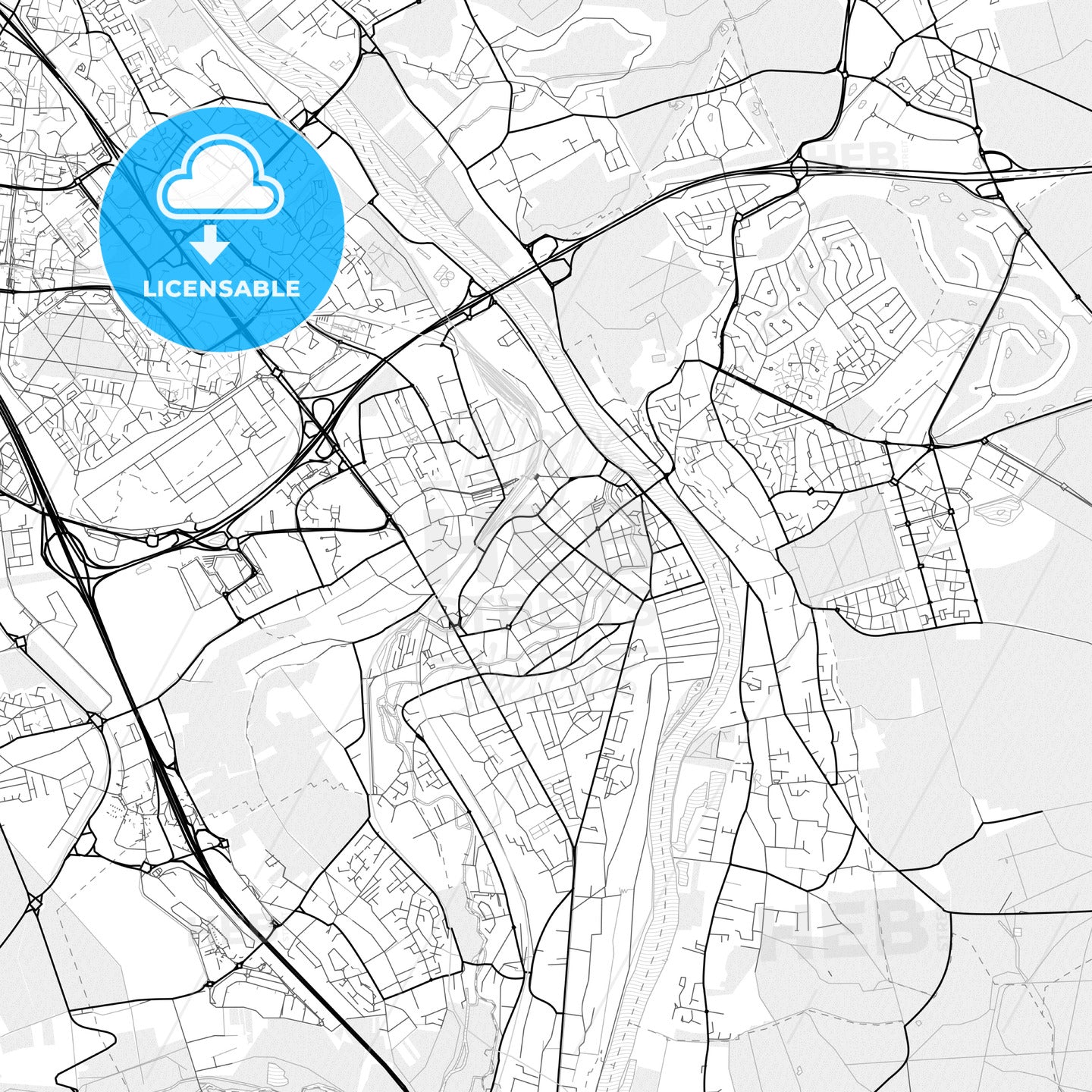 Vector PDF map of Corbeil-Essonnes, France