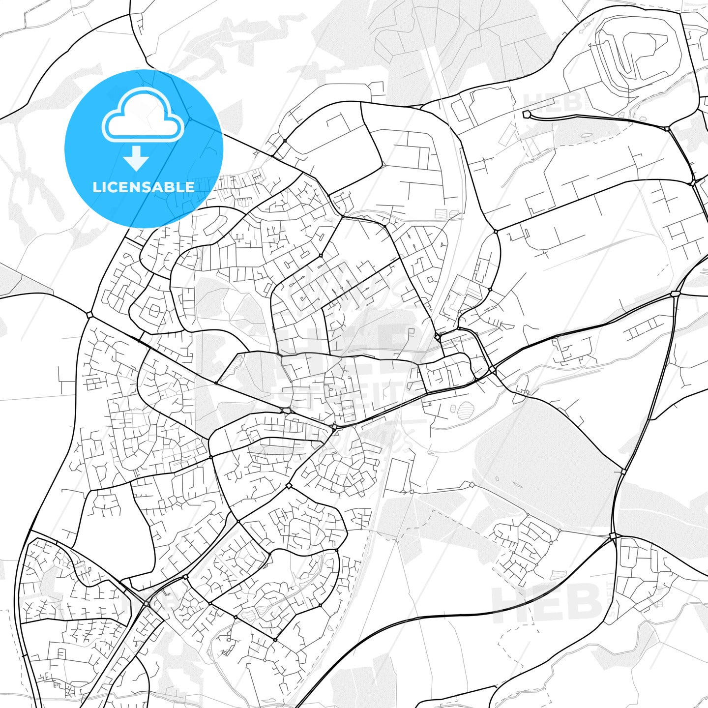 Vector PDF map of Corby, England - HEBSTREITS