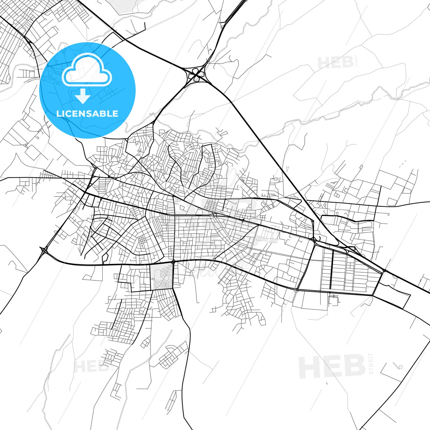 Vector PDF map of Çorlu, Turkey