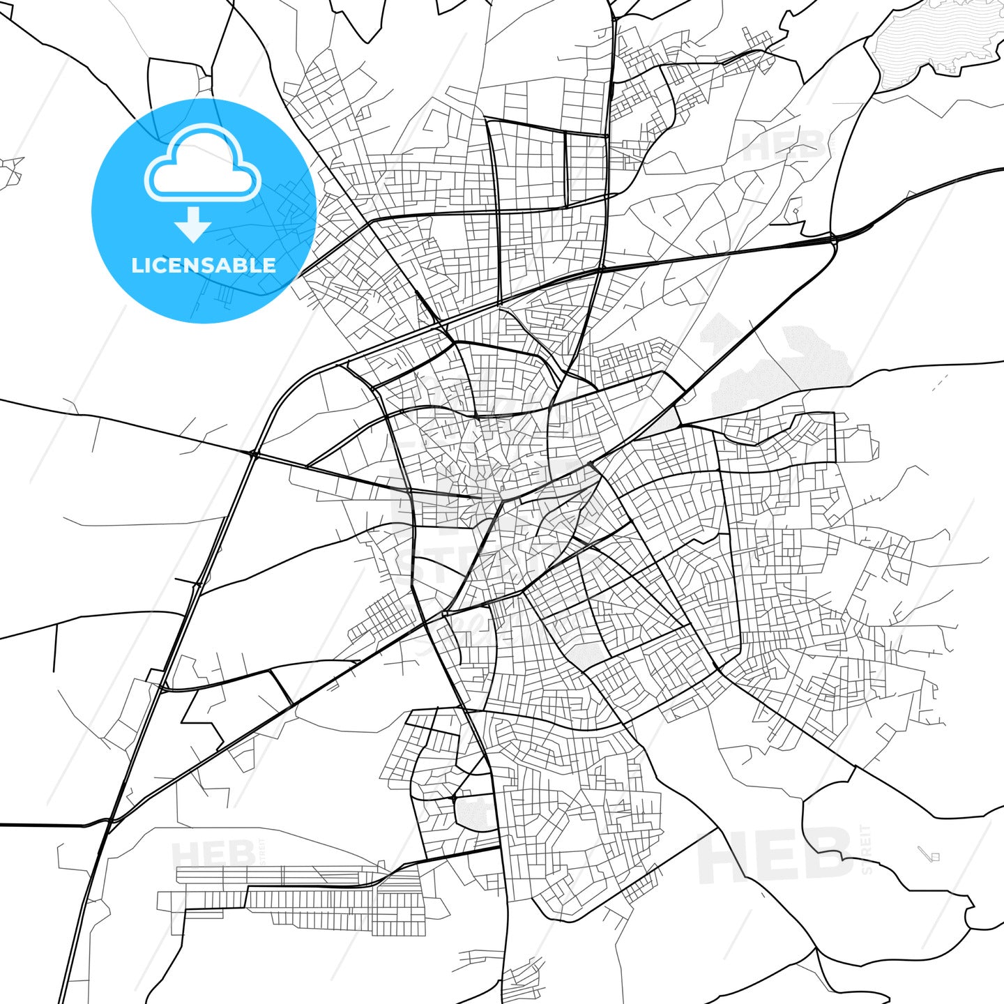 Vector PDF map of Çorum, Turkey
