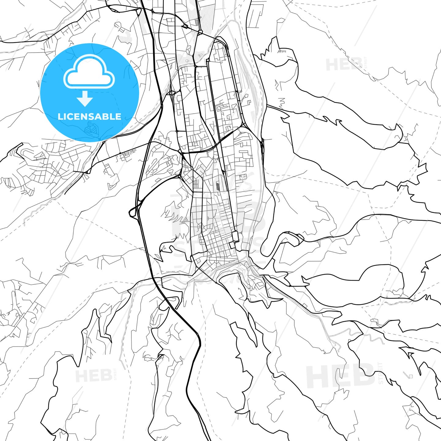 Vector PDF map of Cosenza, Italy