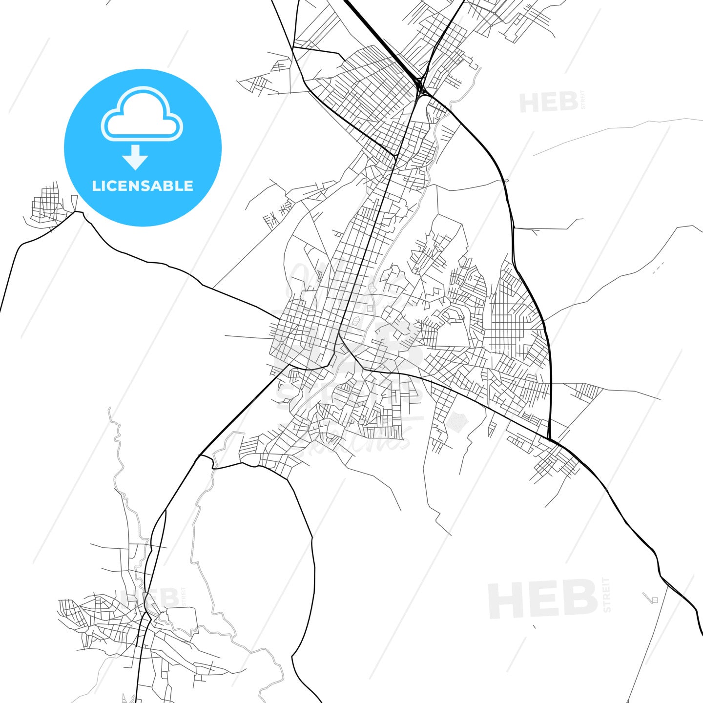 Vector PDF map of Cuautla, Mexico - HEBSTREITS