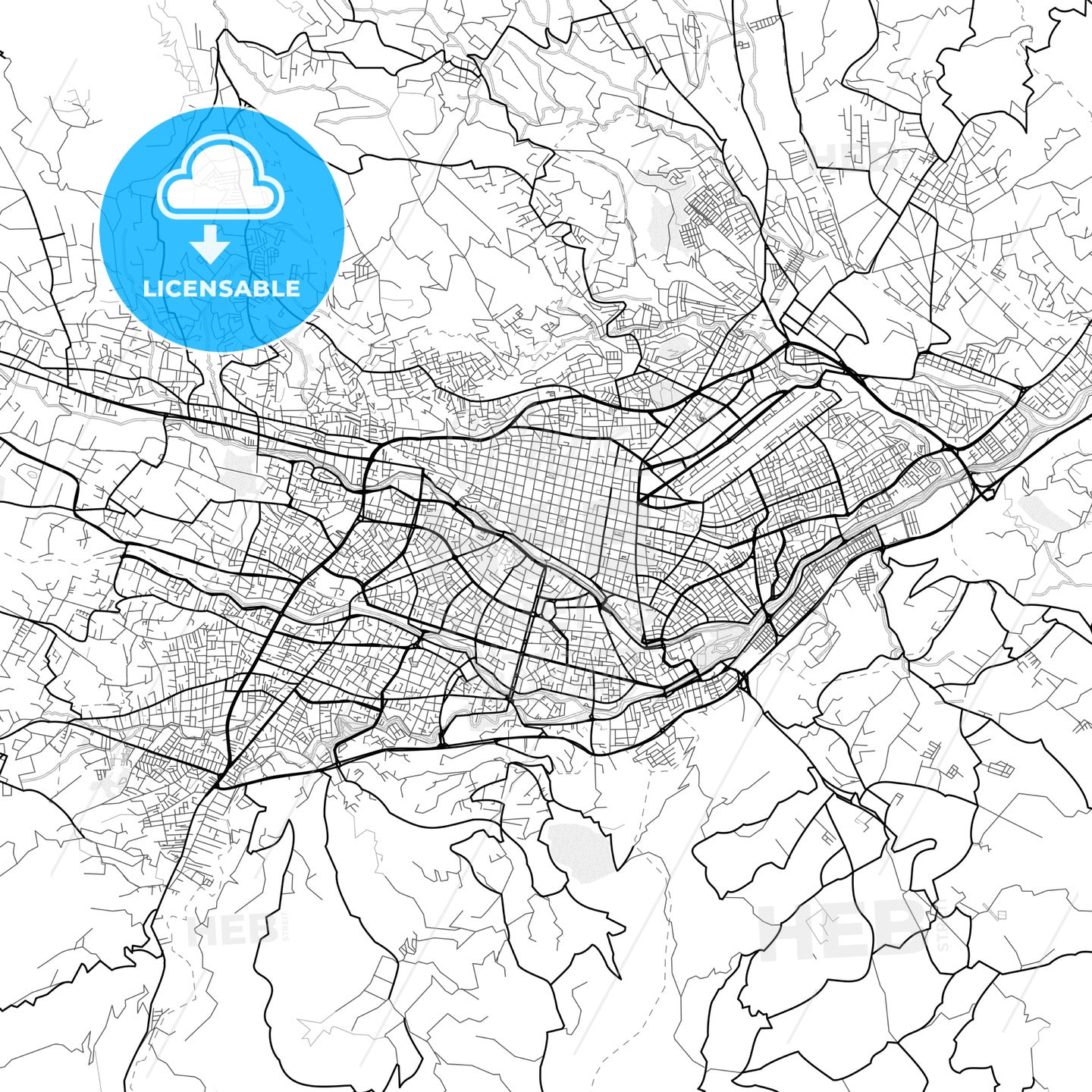 Vector PDF map of Cuenca, Ecuador