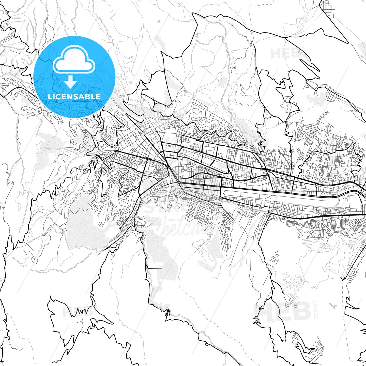 Vector PDF map of Cusco, Peru