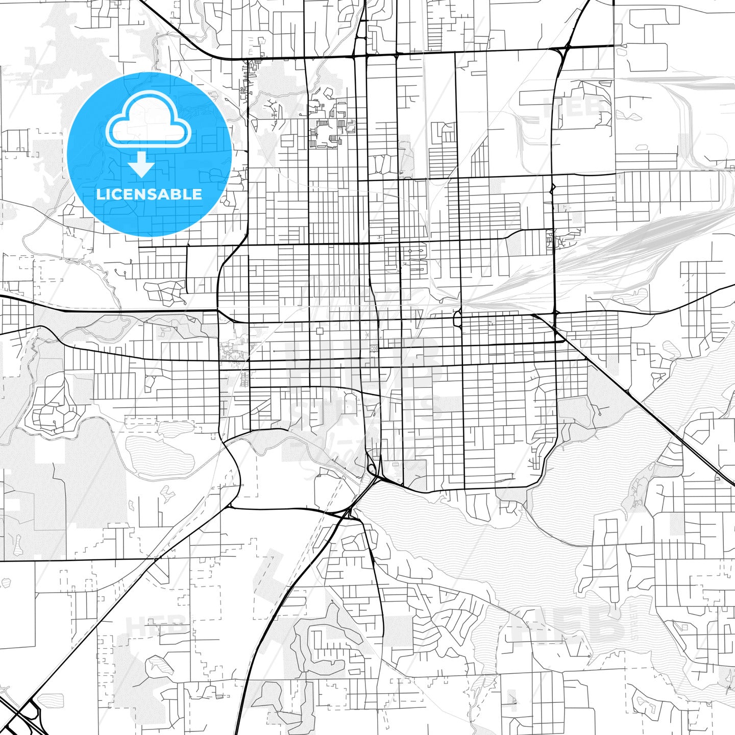 Vector PDF map of Decatur, Illinois, United States