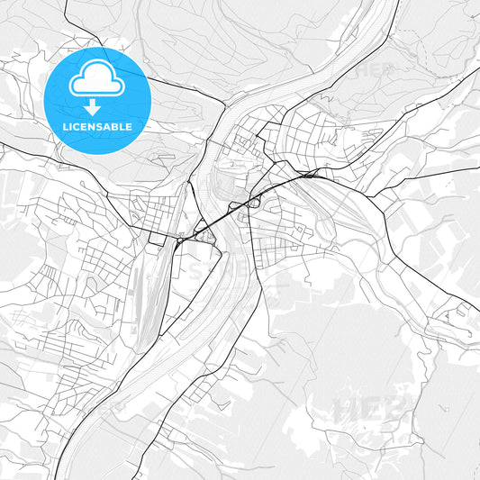 Vector PDF map of Děčín, Czechia