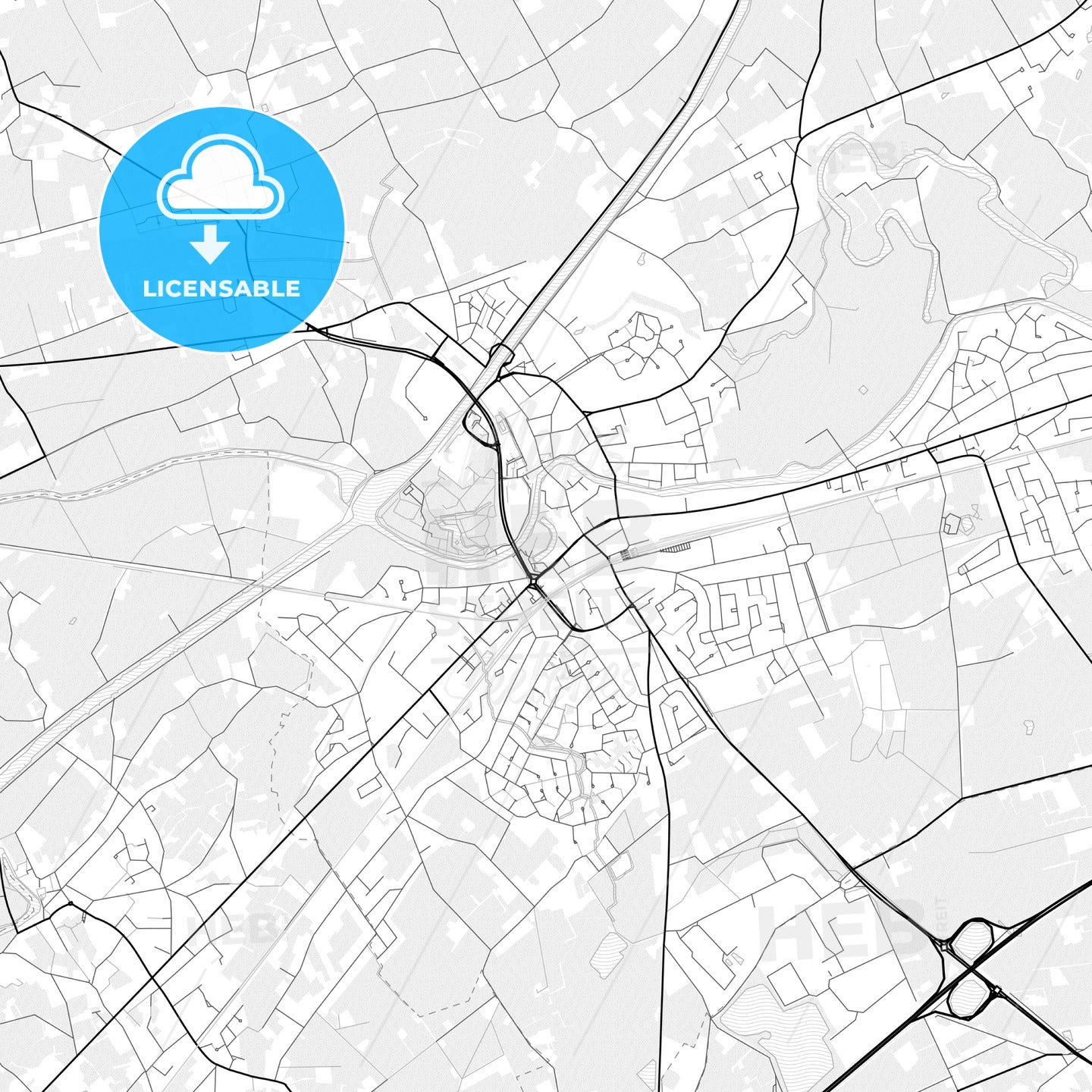 Vector PDF map of Deinze, Belgium